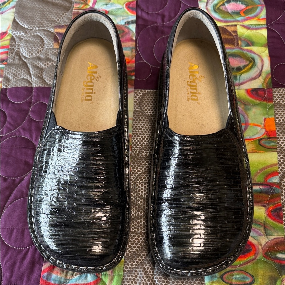 Alegria Women's Black Patent Slip-On Loafers